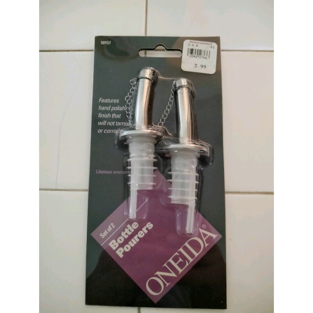 Oneida Set of 2 Bottle Pourers NEW In Original Packaging Vintage Bar Accessories